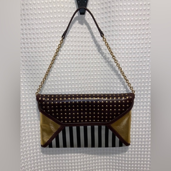 Women’s HENRI BENDEL brown and gold shoulder‎ bag/clutch with gold hardware - Picture 16 of 17